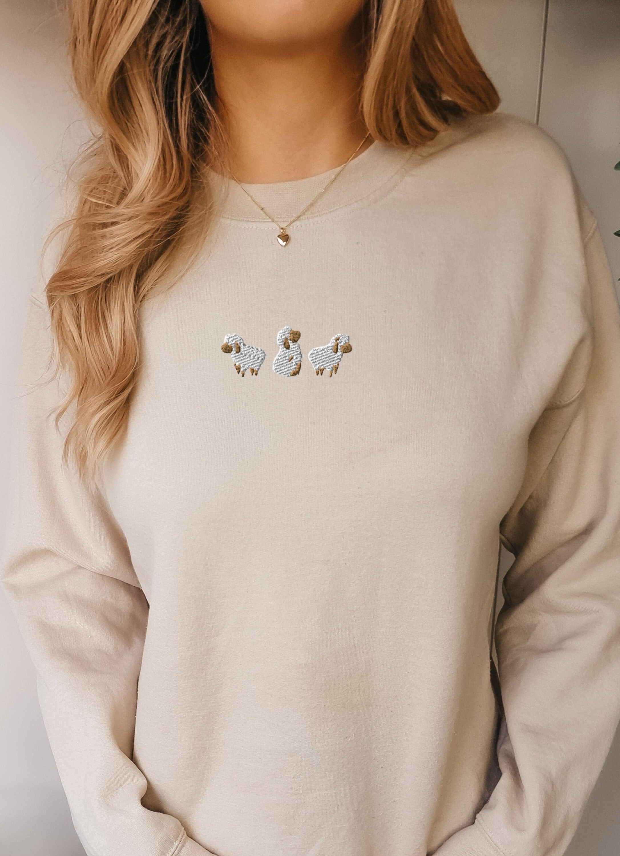 Embroidered 'Lost Sheep' Sweatshirt, Jesus Leaves the 99, The Lord is My Shepherd Crewneck, Psalm 23, Christian Clothing, Bible Verse Sweatshirt, Spiritual Crewneck, Christian Gift, Embroidered Sweater